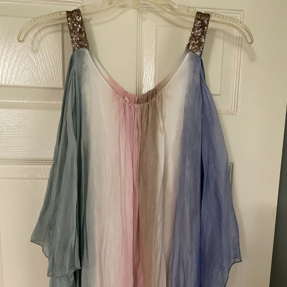 Womens Sheer Butterfly Sleeve Blouse